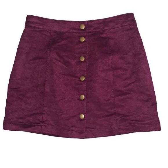 OLD NAVY maroon suede-like mini skirt 2 - Picture 1 of 6